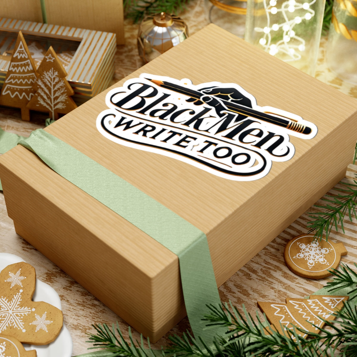 Black Men Write Too Sticker, Inspirational vinyl sticker for Black writers, Representation sticker for notebooks and laptops, gifts for Black creatives, Positive message stickers for writers and artists