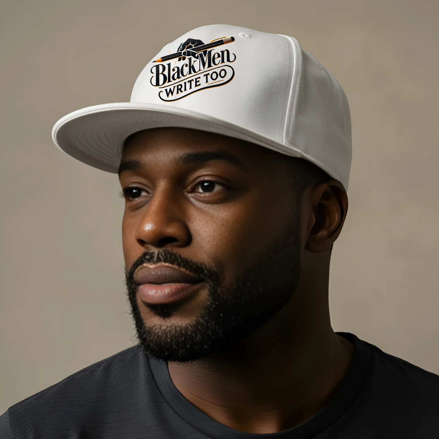 Black Men Write Too snapback hat, Flat bill cap for Black writers and creatives, Representation hat with empowering message, Gift for Black male authors, poets, and storytellers, Inspirational hat for daily wear and writing communities
