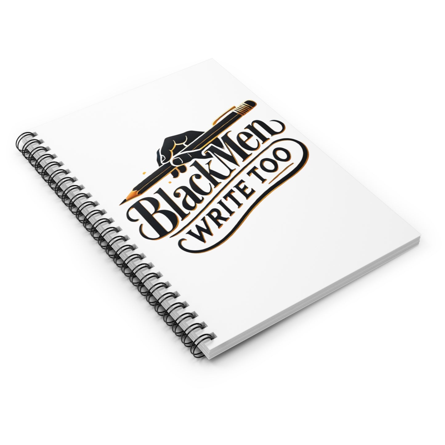 Black Men Write Too, Inspiration spiral notebook for Black writers, writing journal for Black men and creatives, Representation notebook for authors and artists, unique gift for writers, poets and students