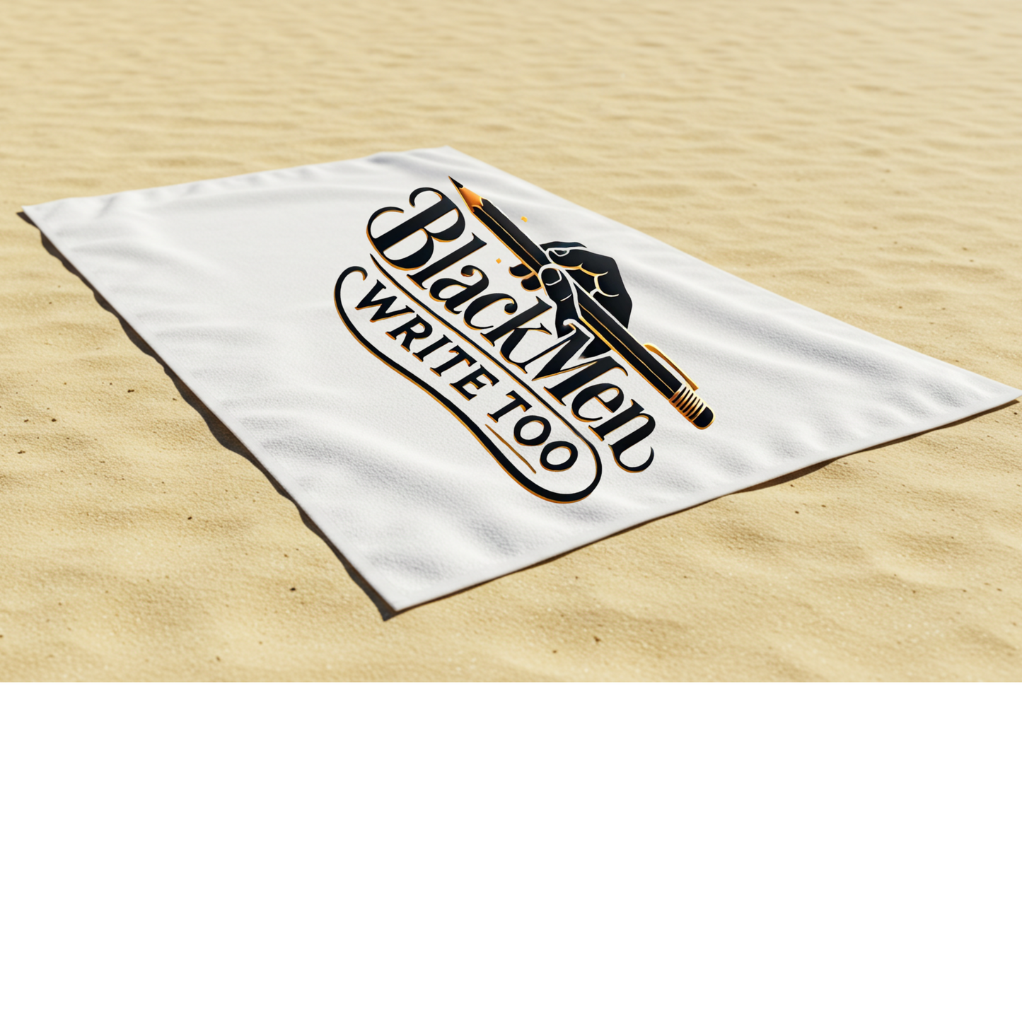 Black Men Write Too beach towel, Inspirational towel for Black writers and creatives, Beach and pool towel with empowering message, Gifts for Black authors, poets, and storytellers, Stylish towel for showcasing representation and pride